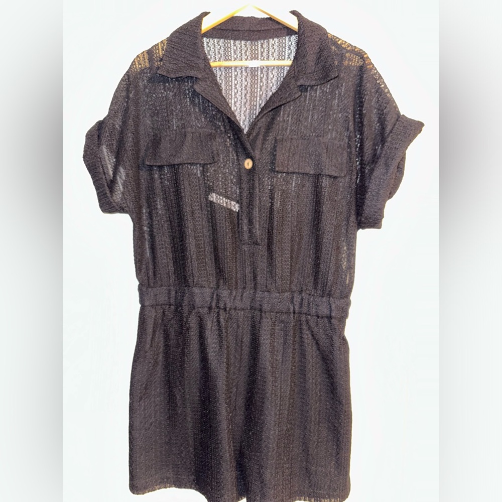 Romper Cover Up - BLACK SIZE LARGE
